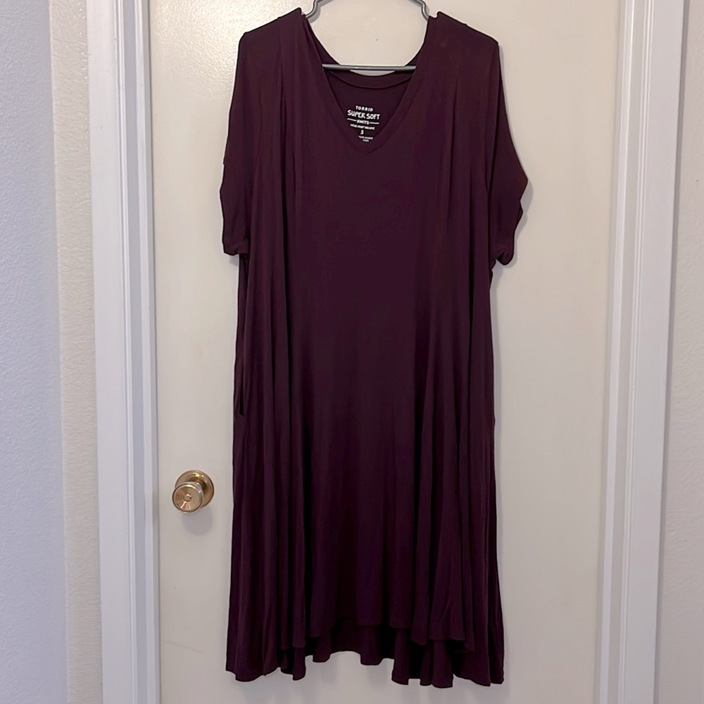 Torrid burgundy mini super soft trapeze dress size 3X
